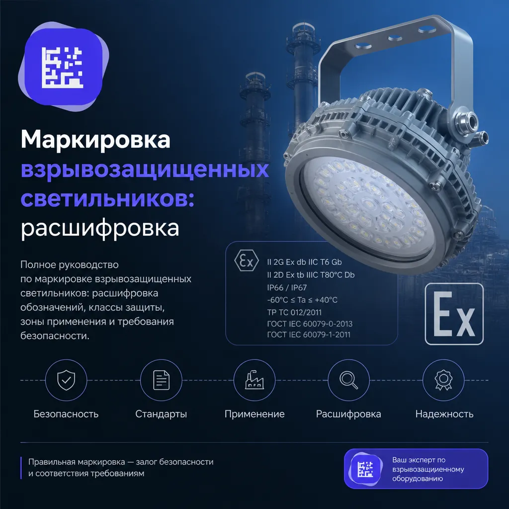 Маркировка взрывозащищенных светильников: расшифровка