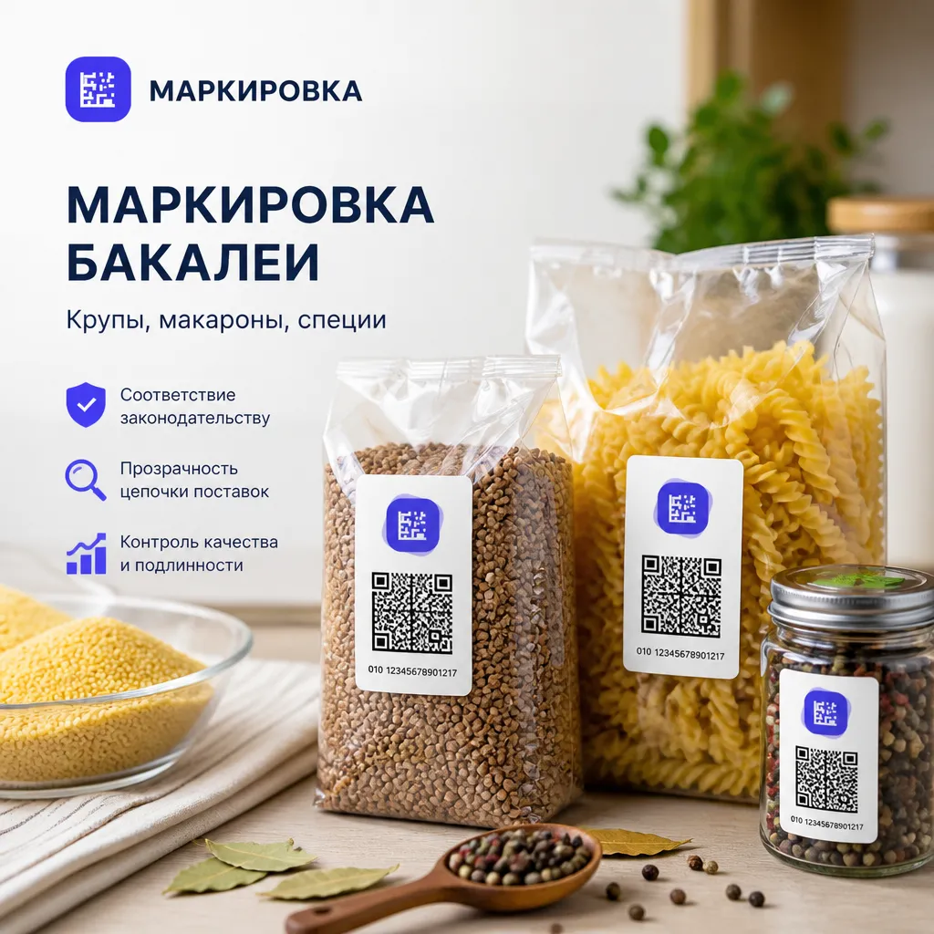 Маркировка бакалеи (крупы, макароны, специи) – что входит в «Честный знак»