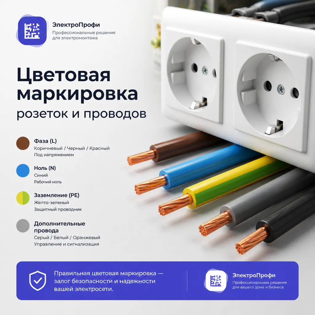 Цветовая маркировка розеток и проводов