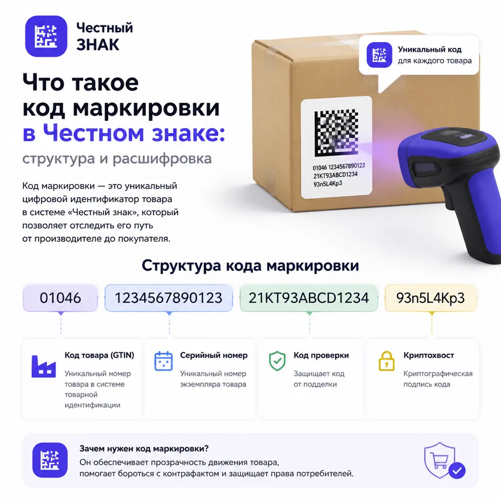 Что такое код маркировки в Честном знаке: структура и расшифровка