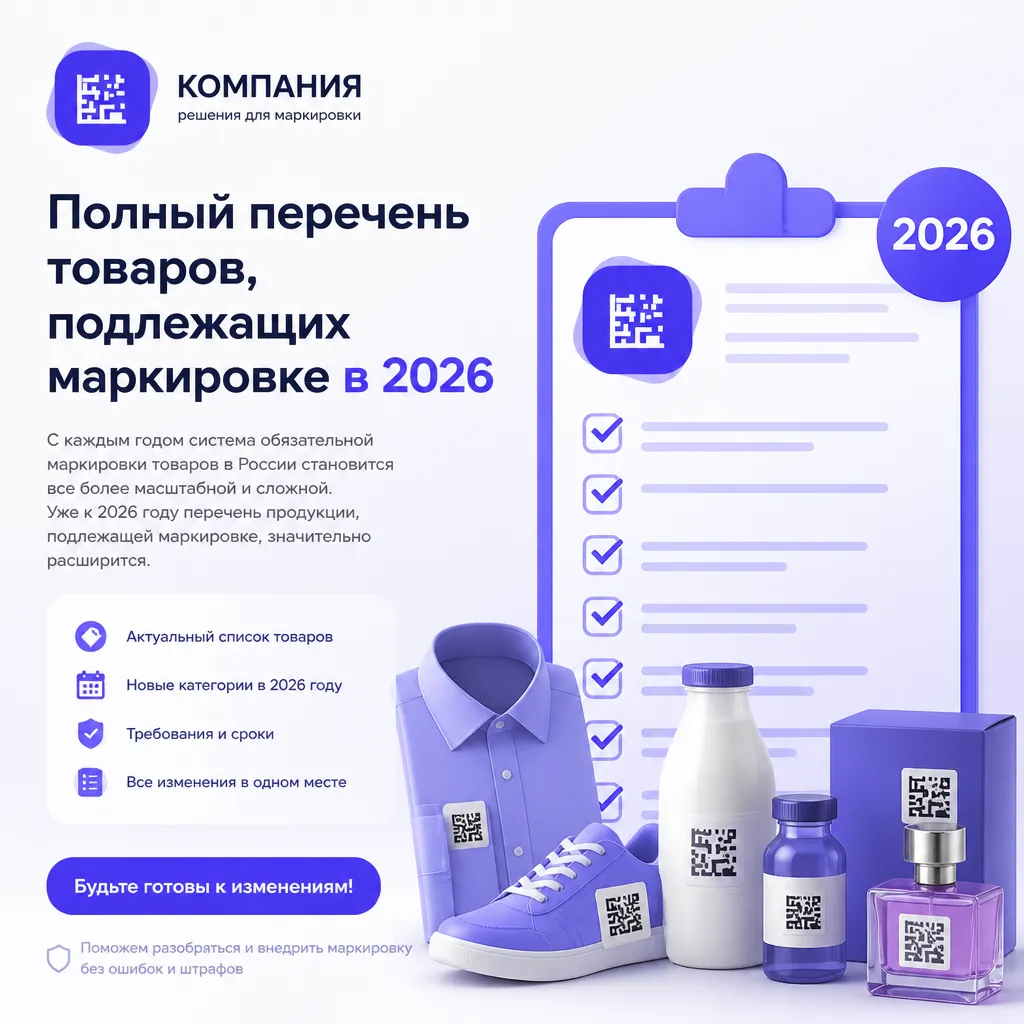 Полный перечень товаров, подлежащих маркировке в 2026 - иллюстрация 1