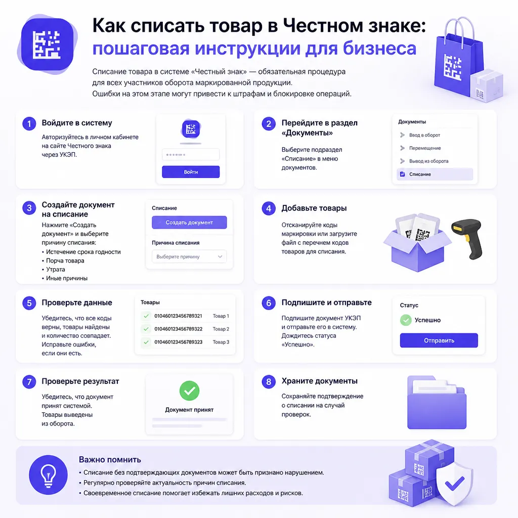 Как списать товар в Честном знаке - иллюстрация 1