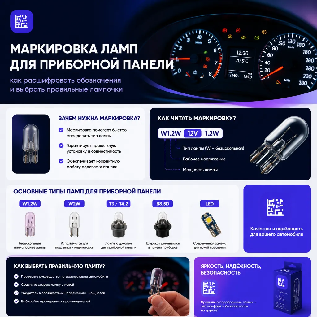 Маркировка ламп для приборной панели - иллюстрация 1
